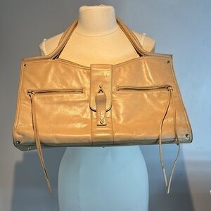 Handmaid by Michelle Frantz oatmeal color, buttery large leather shoulder bag